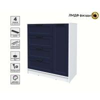 Тумба Тренд КТ-Т90 (Белый платинум ЛДСП/ Индиго ЛМДФ) Ш900 В1020 Г451